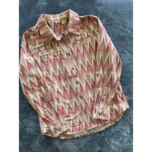 Cabela's Multicolored‎ Meandering Chevron Flannel Button Down Shirt Size S
